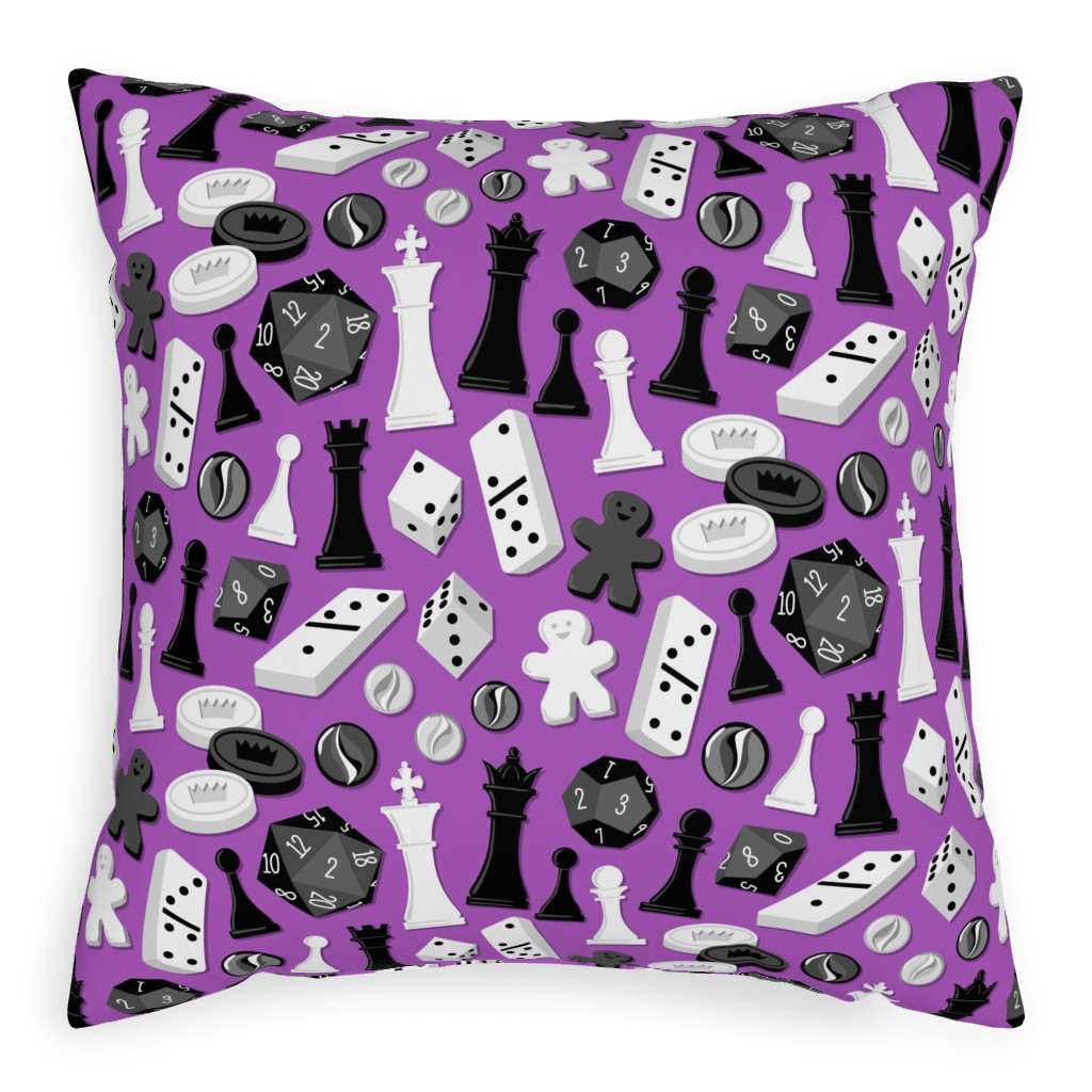 Game on Pillow, Woven, Beige, 20x20, Single Sided, Purple