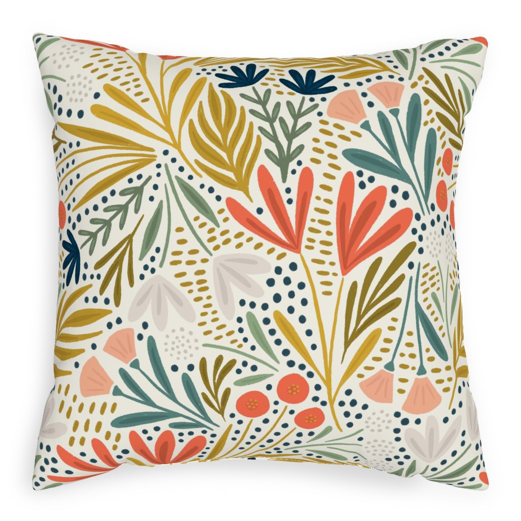 Henrietta Floral - Light Pillow, Woven, Beige, 20x20, Single Sided, Multicolor