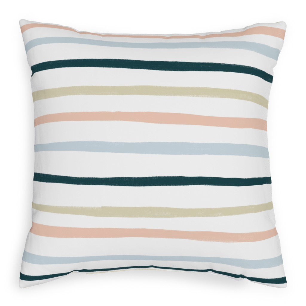 Shenanigans Horizontal Wtripes - Multi Pillow, Woven, Beige, 20x20, Single Sided, Multicolor