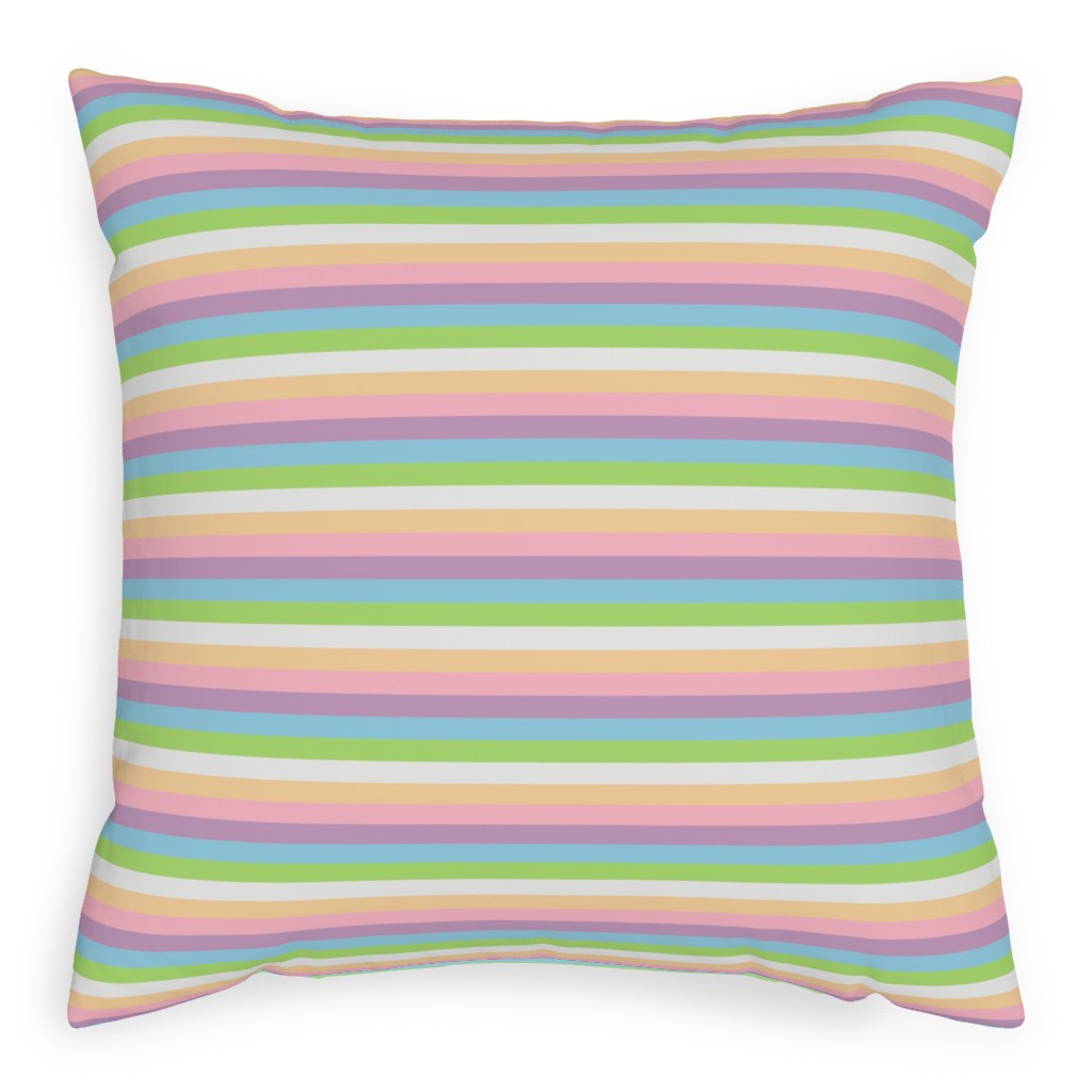 Multi Colored Stripes - Pastel Pillow, Woven, Beige, 20x20, Single Sided, Multicolor