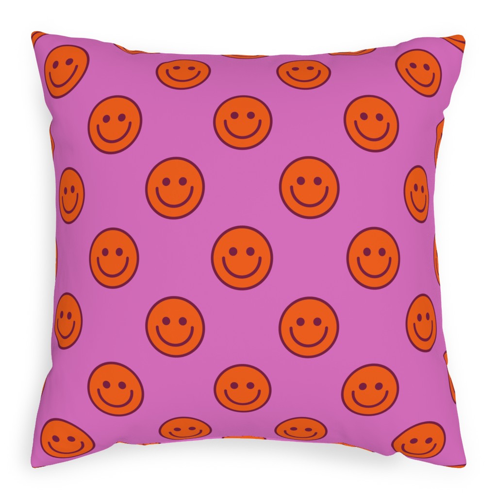 Smileys - Rasberry Sherbert Pillow, Woven, Beige, 20x20, Single Sided, Pink