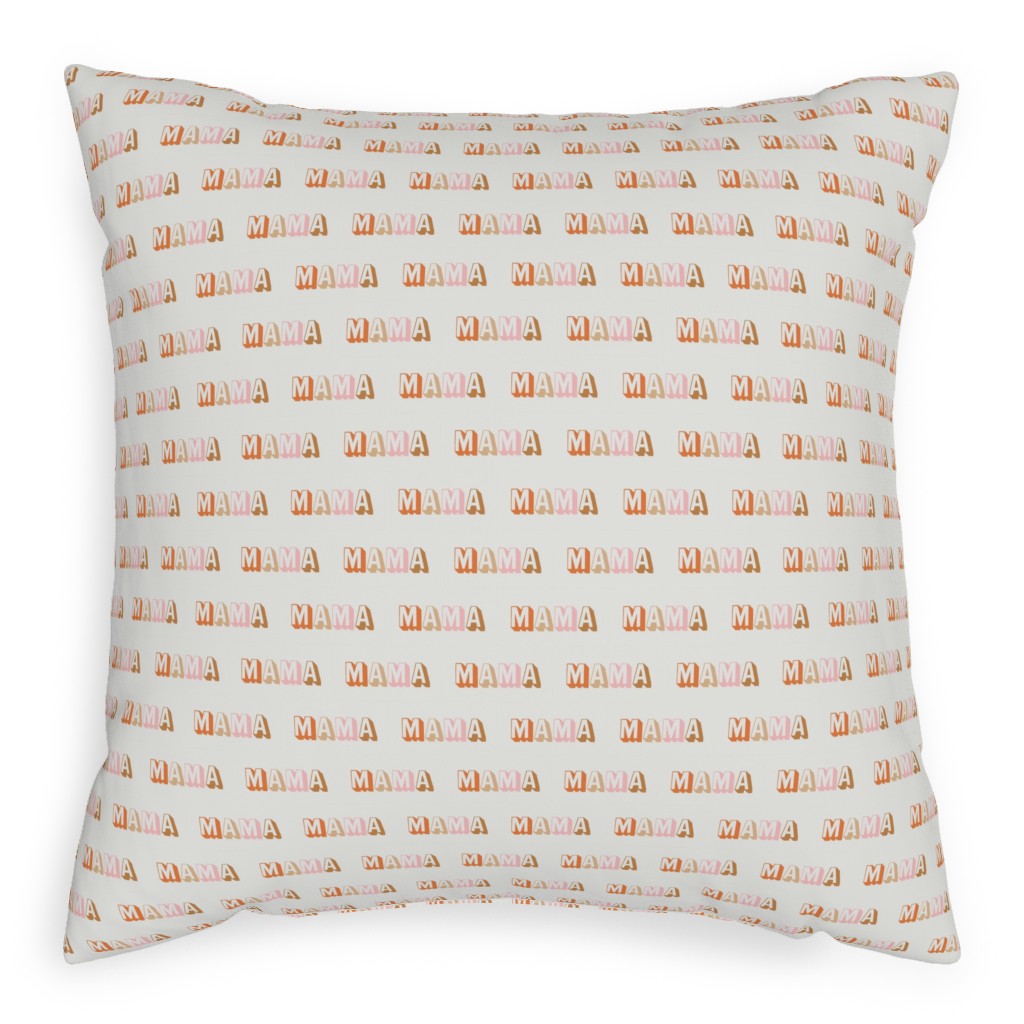 Mama Typography - Neutral Pillow, Woven, Beige, 20x20, Single Sided, Beige