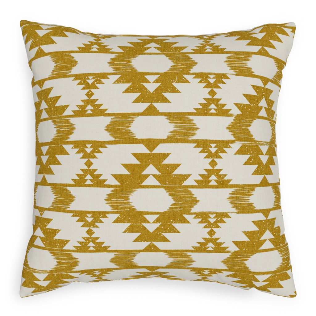 Modern Tribal Abstract Geometric - Yellow and White Pillow, Woven, Beige, 20x20, Single Sided, Yellow, Classic Yellow