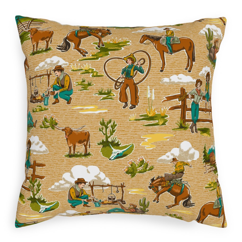 Out West - Sepia Tones Pillow, Woven, Beige, 20x20, Single Sided, Multicolor