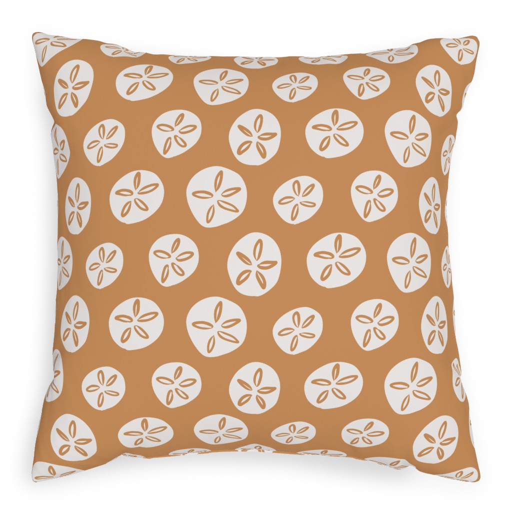 Sand Dollar Sea Shells Pillow, Woven, Beige, 20x20, Single Sided, Orange, Pueblo
