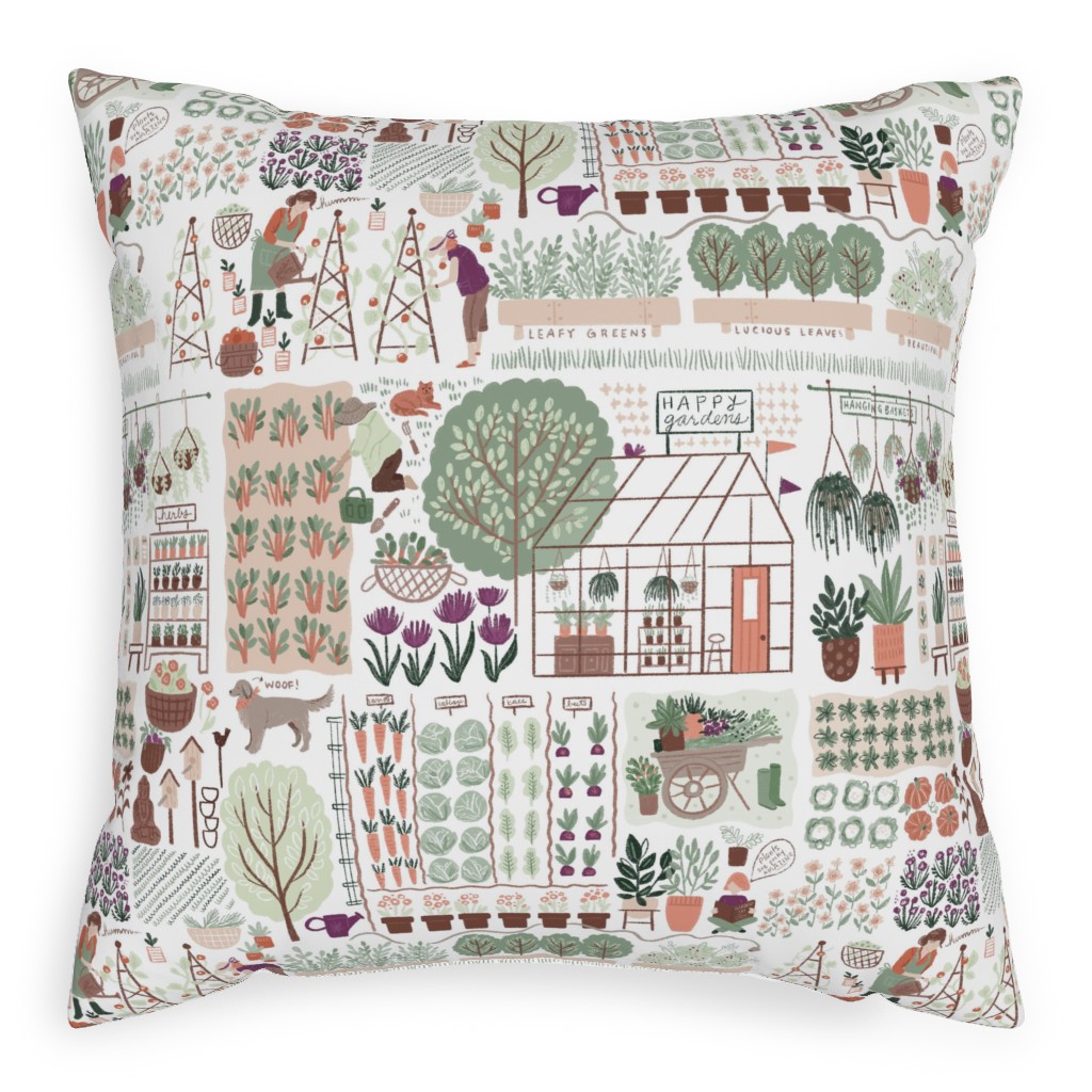 My Favorite Greenhouse - Multicolor Pillow, Woven, Beige, 20x20, Single Sided, Multicolor