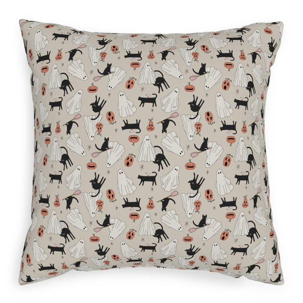 Spooky Halloween Pillow, Woven, Beige, 20x20, Single Sided, Beige, Pearl