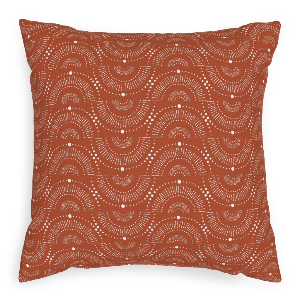 Rise and Shine Geometric - Terracotta Pillow, Woven, Beige, 20x20, Single Sided, Orange, Orange