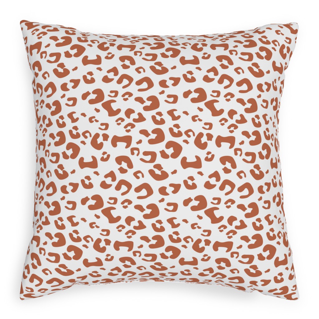Leopard Print - Terracotta Pillow, Woven, Beige, 20x20, Single Sided, Brown