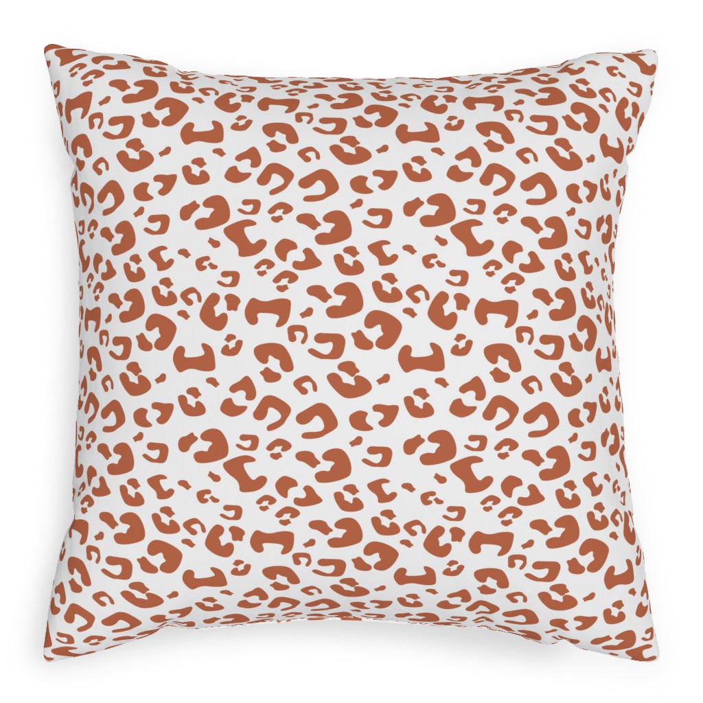 Leopard Print - Terracotta Pillow, Woven, Beige, 20x20, Single Sided, Brown, Brown