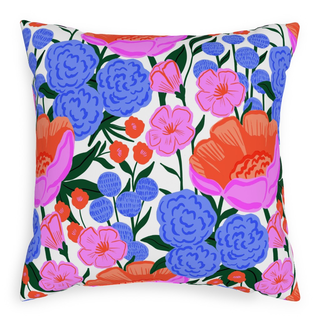 Garden Floral - Brights Pillow, Woven, Beige, 20x20, Single Sided, Multicolor