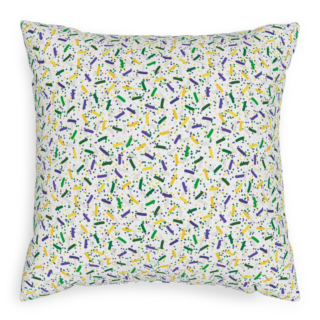 Rainbow Sprinkles Pillow, Woven, Beige, 20x20, Single Sided, Multicolor, White