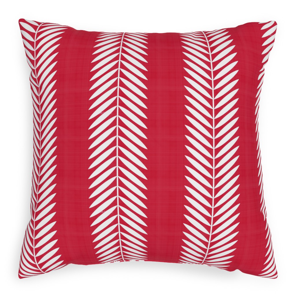Laurel Leaf Stripe Pillow, Woven, Beige, 20x20, Single Sided, Red, Apple