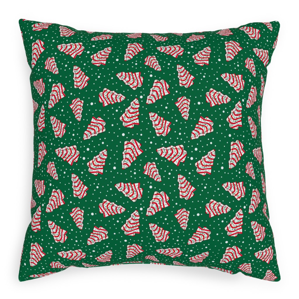 Christmas Tree Snack - Green Pillow, Woven, Beige, 20x20, Single Sided, Green