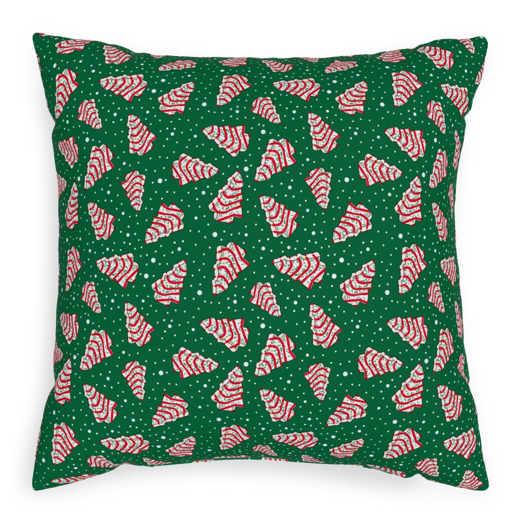 Christmas Tree Snack - Green Pillow, Woven, Beige, 20x20, Single Sided, Green, Classic Green