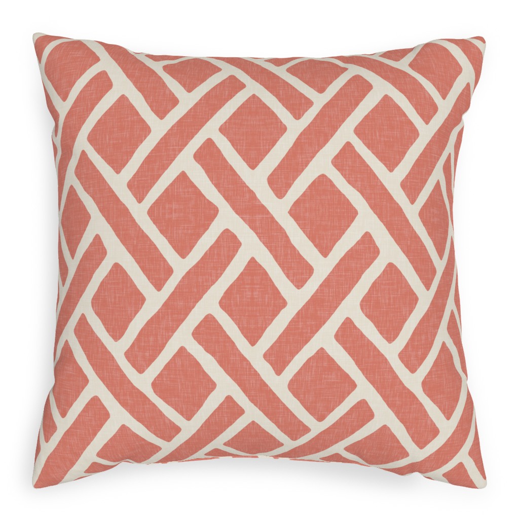 Savannah Trellis Pillow, Woven, Beige, 20x20, Single Sided, Pink, Pueblo