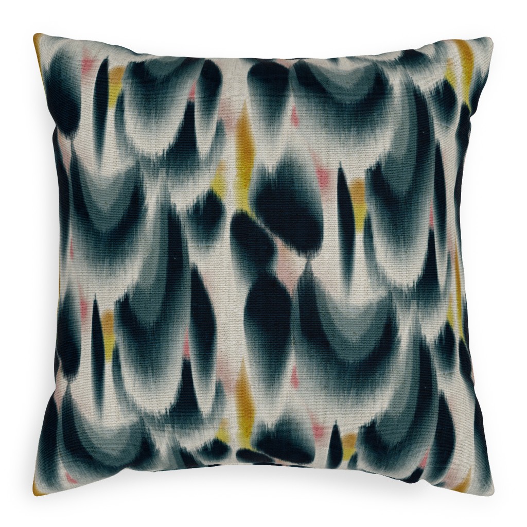 Shibori Wing Spots - Indigo Pillow, Woven, Beige, 20x20, Single Sided, Green