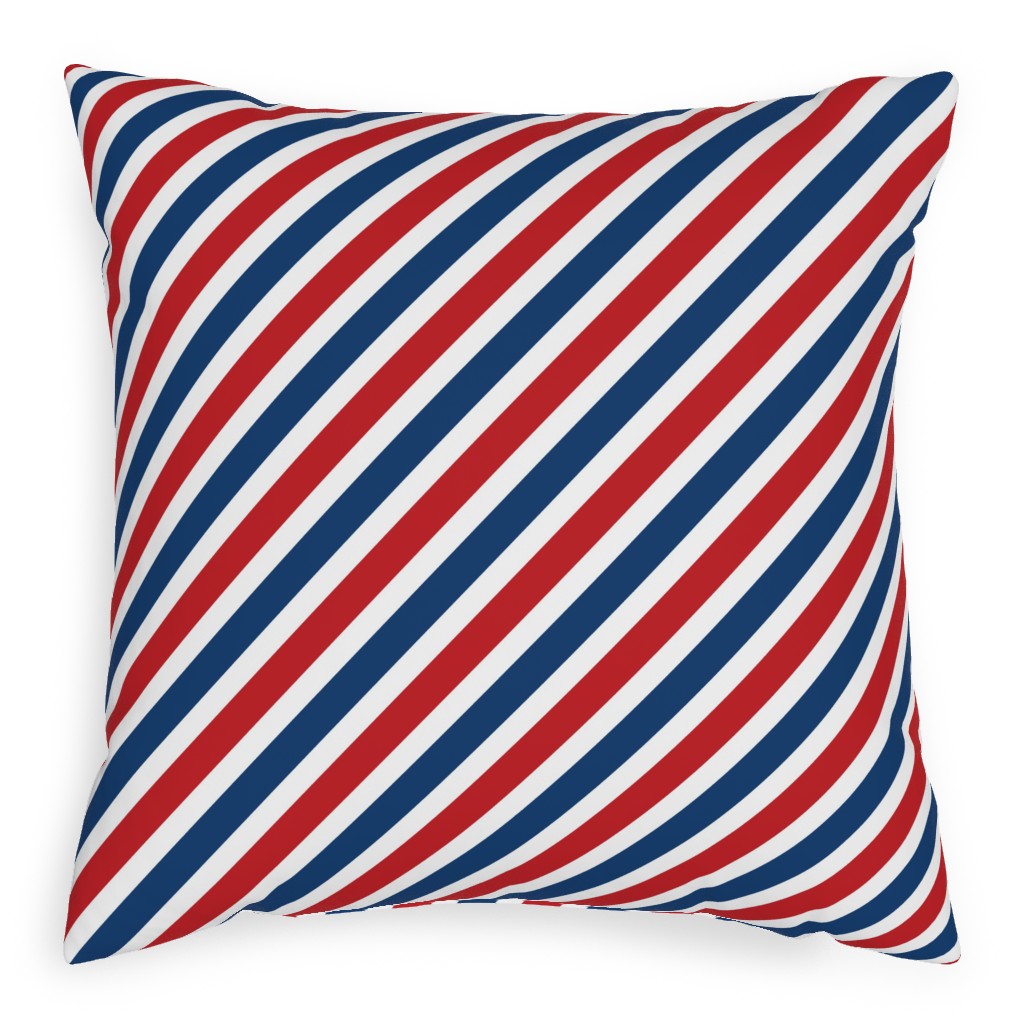 American Stripes Diagonal - Multi Pillow, Woven, Beige, 20x20, Single Sided, Multicolor