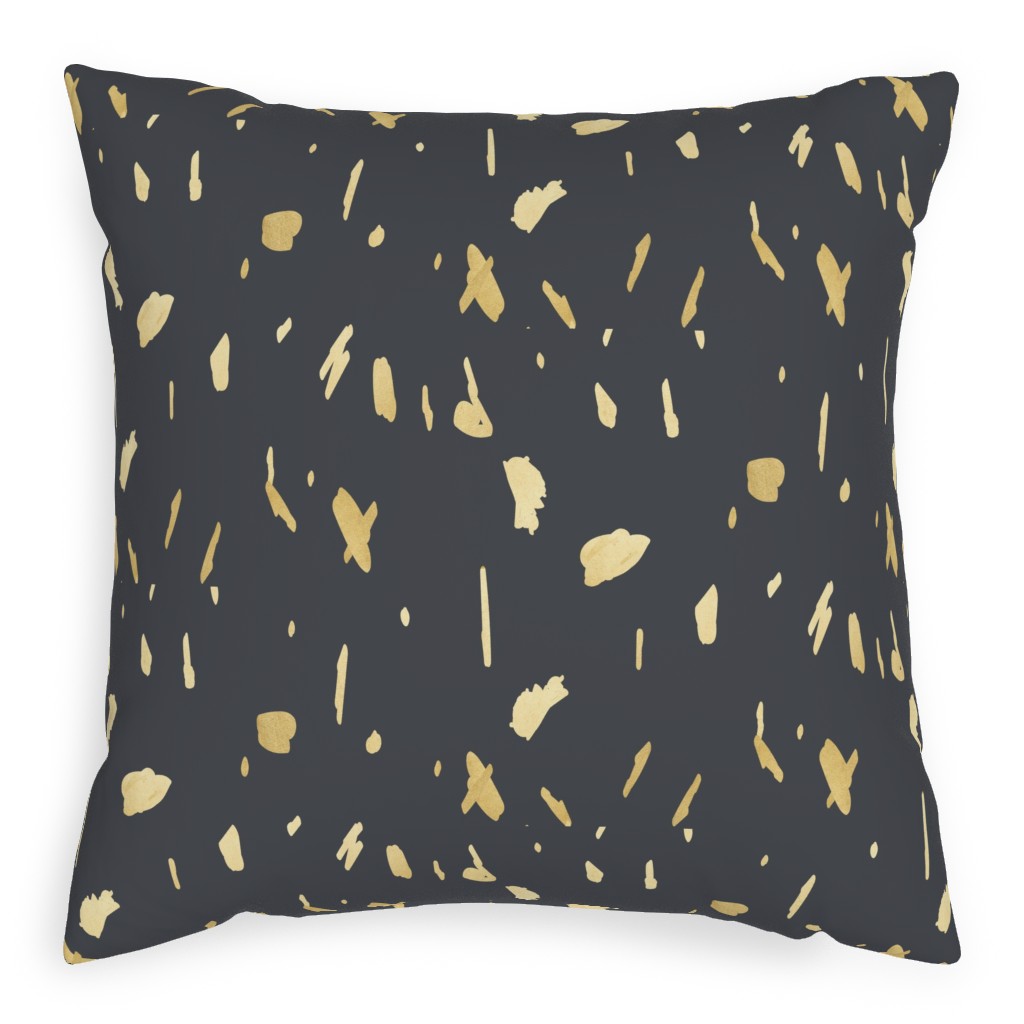 Blobs - Gold on Charcoal Pillow, Woven, Beige, 20x20, Single Sided, Gray