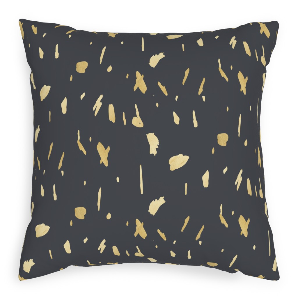 Blobs - Gold on Charcoal Pillow, Woven, Beige, 20x20, Single Sided, Gray, Gray
