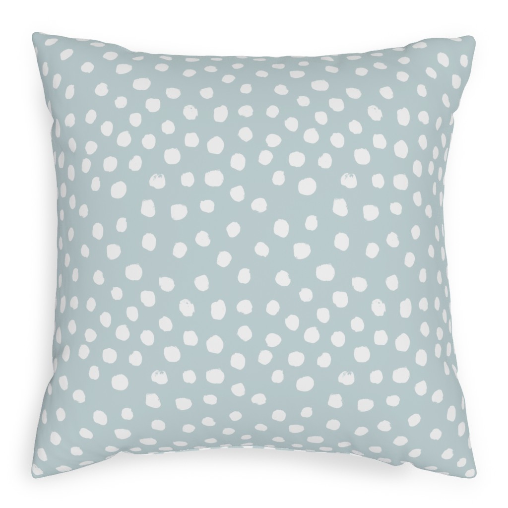Soft Painted Dots Pillow, Woven, Beige, 20x20, Single Sided, Blue, Hydrangea