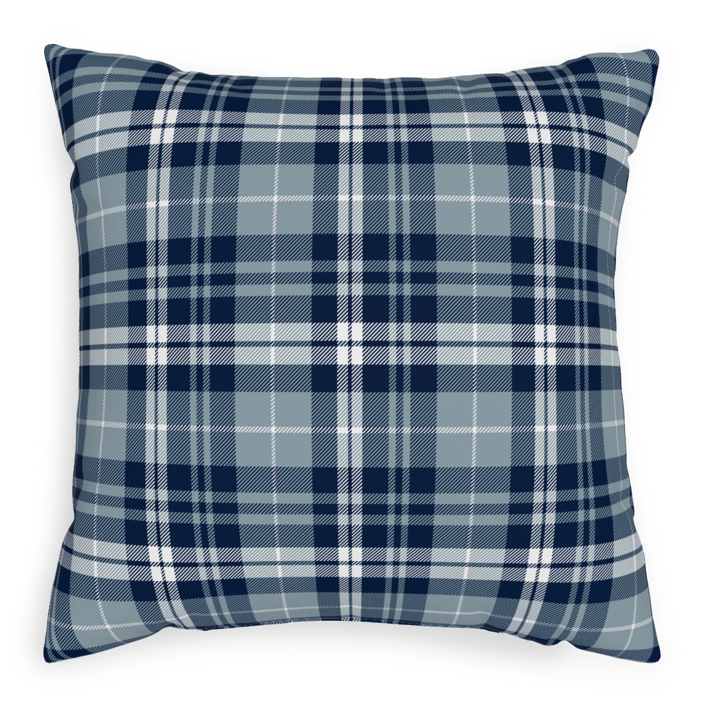 Fall Plaid Pillow, Woven, Beige, 20x20, Single Sided, Blue