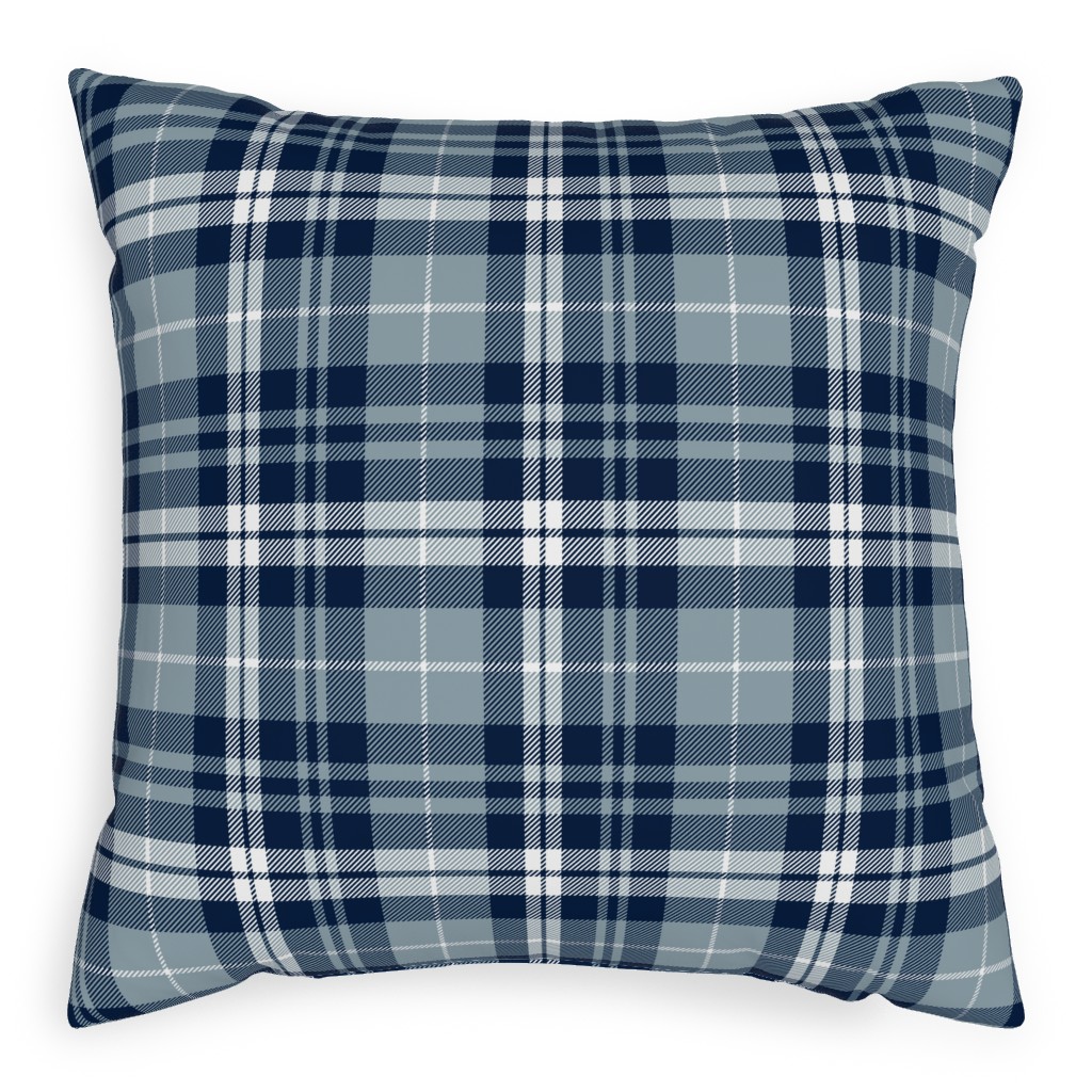 Fall Plaid Pillow, Woven, Beige, 20x20, Single Sided, Blue