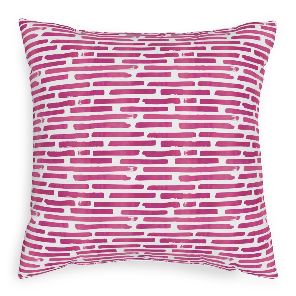 Watercolor Stripes - Berry Pillow, Woven, Beige, 20x20, Single Sided, Purple