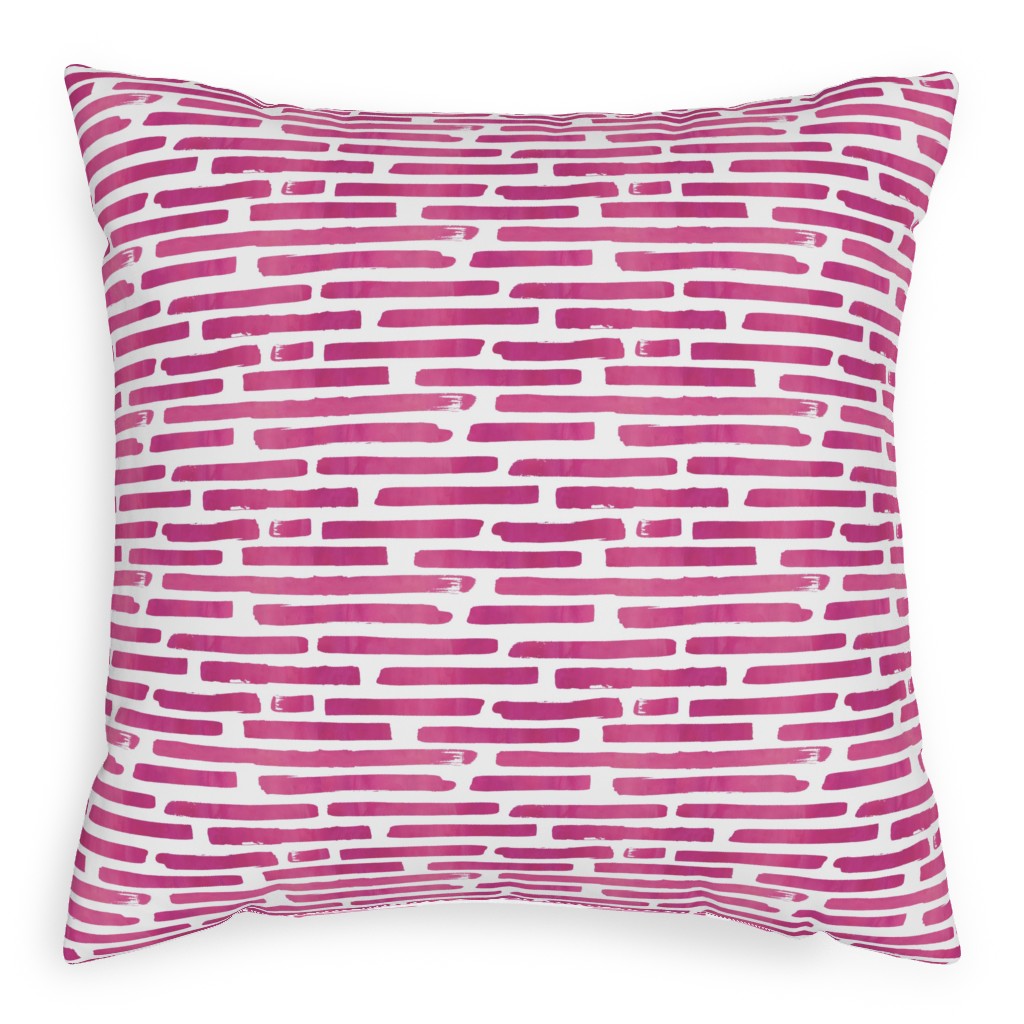 Watercolor Stripes - Berry Pillow, Woven, Beige, 20x20, Single Sided, Purple, Purple