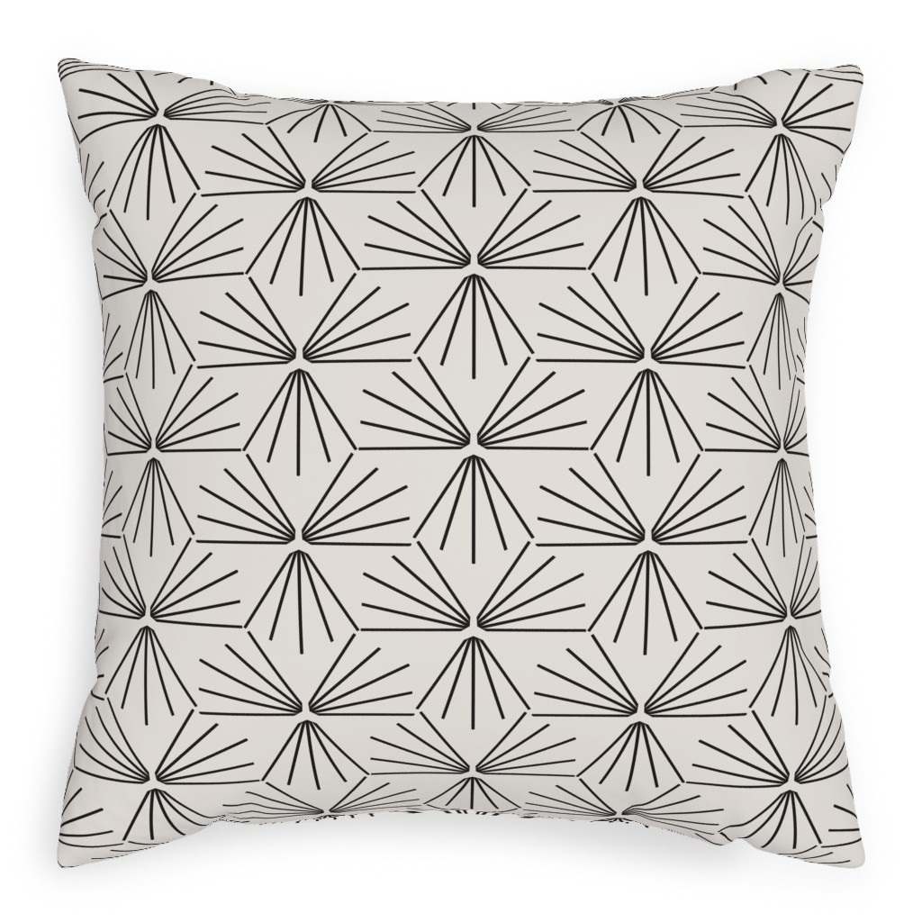 Sun Tile - Black & Off White Pillow, Woven, Beige, 20x20, Single Sided, Beige