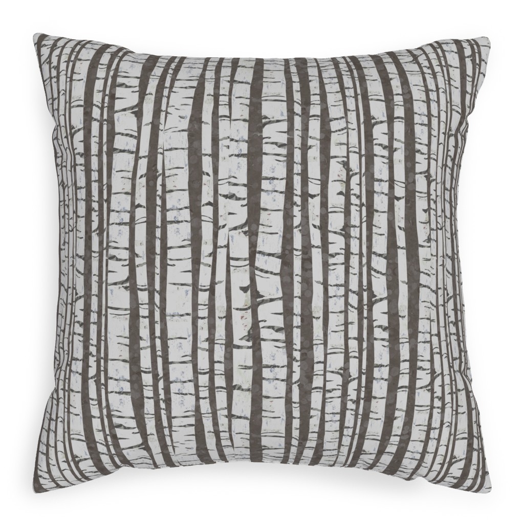 Birch Forest - Gray Pillow, Woven, Beige, 20x20, Single Sided, Gray