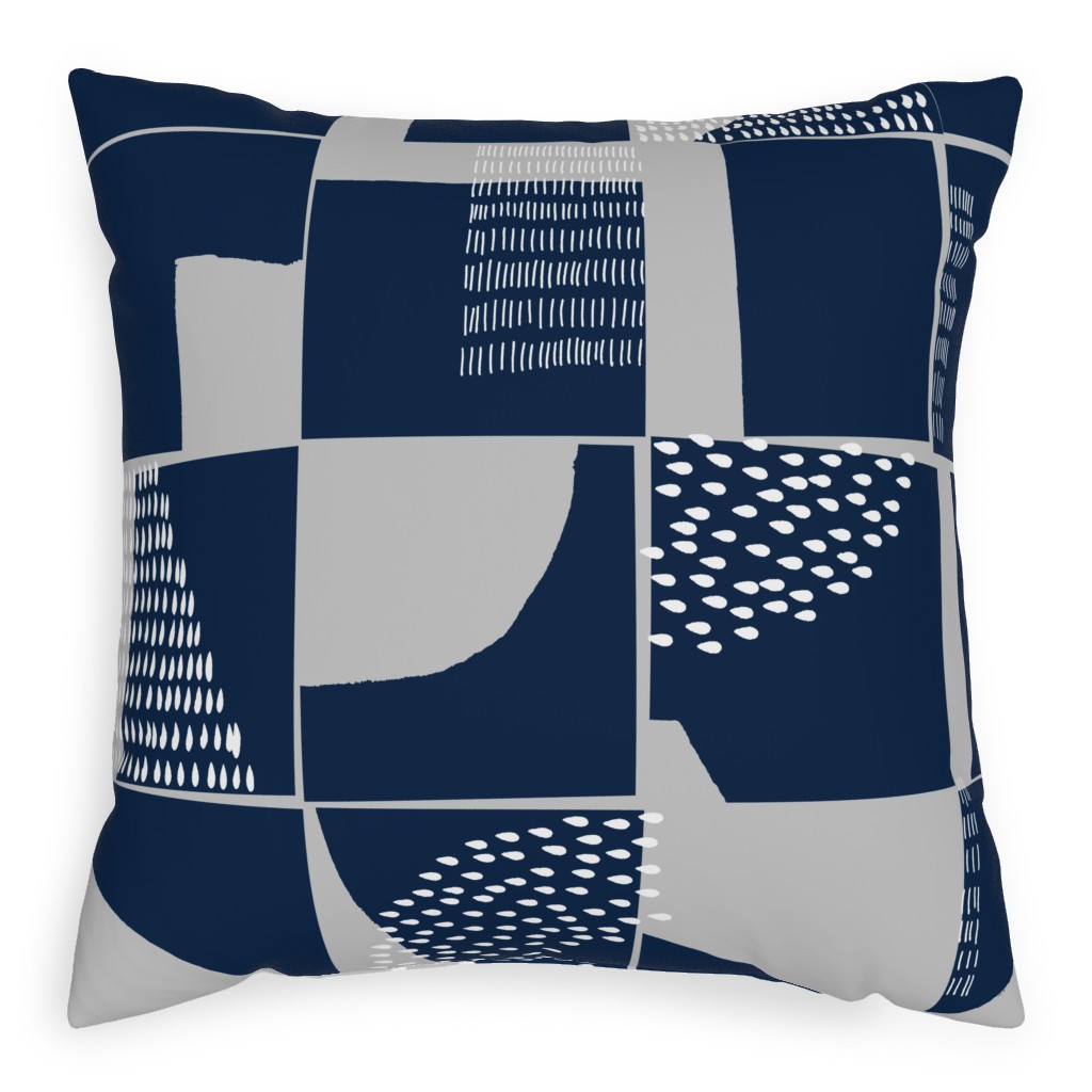 Abstract Textures - Blue Pillow, Woven, Beige, 20x20, Single Sided, Blue