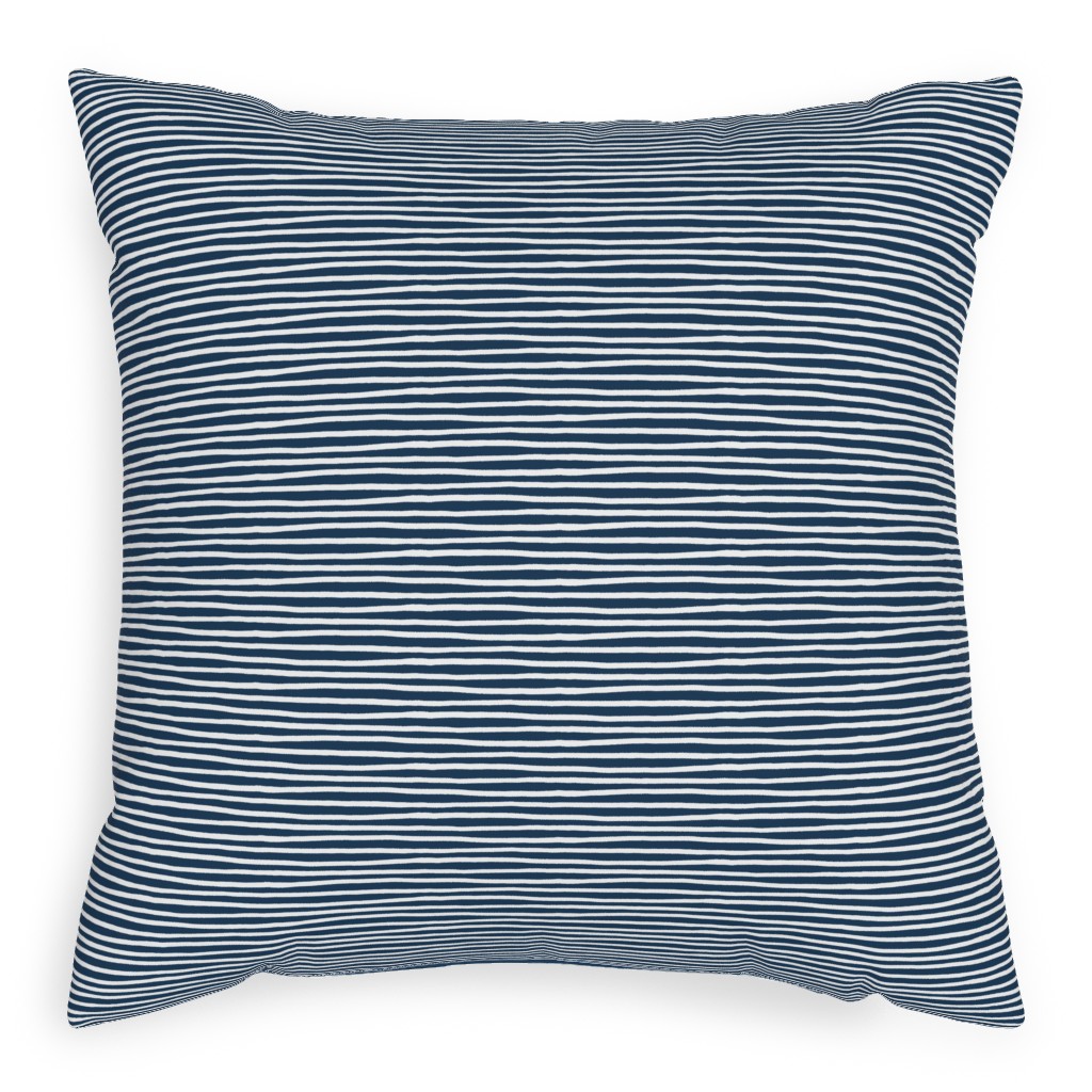Navy Blue and White Stripes Pillow, Woven, Beige, 20x20, Single Sided, Blue, True Blue