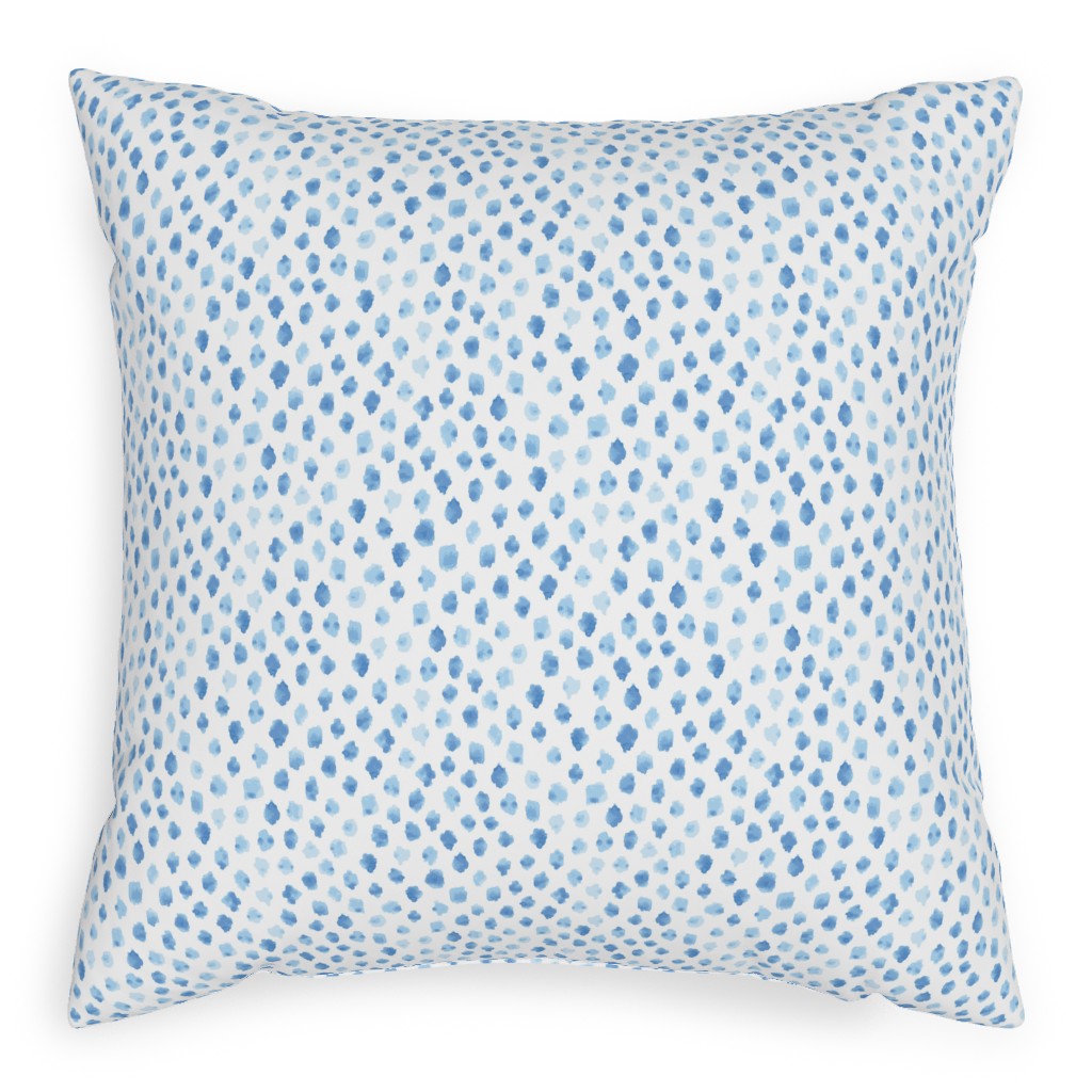Blue Spots on White Pillow, Woven, Beige, 20x20, Single Sided, Blue