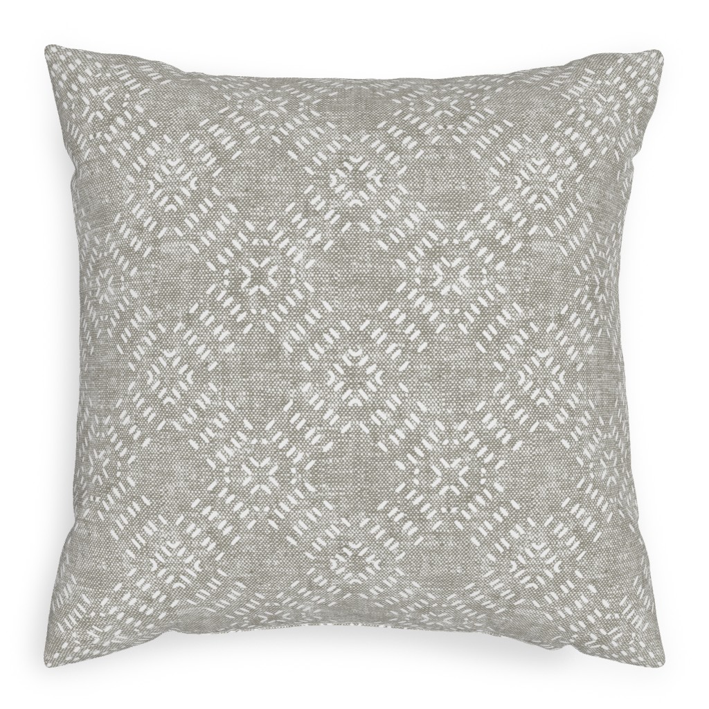 Modern Farmhouse Tile - Neutral Pillow, Woven, Beige, 20x20, Single Sided, Gray