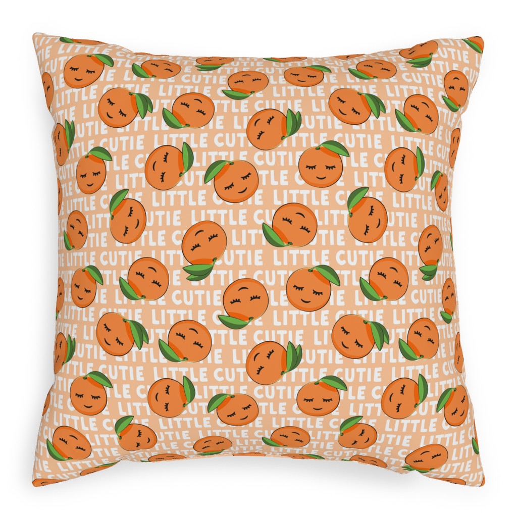 Little Cutie - Happy Oranges - Orange Pillow, Woven, Beige, 20x20, Single Sided, Orange, Orange