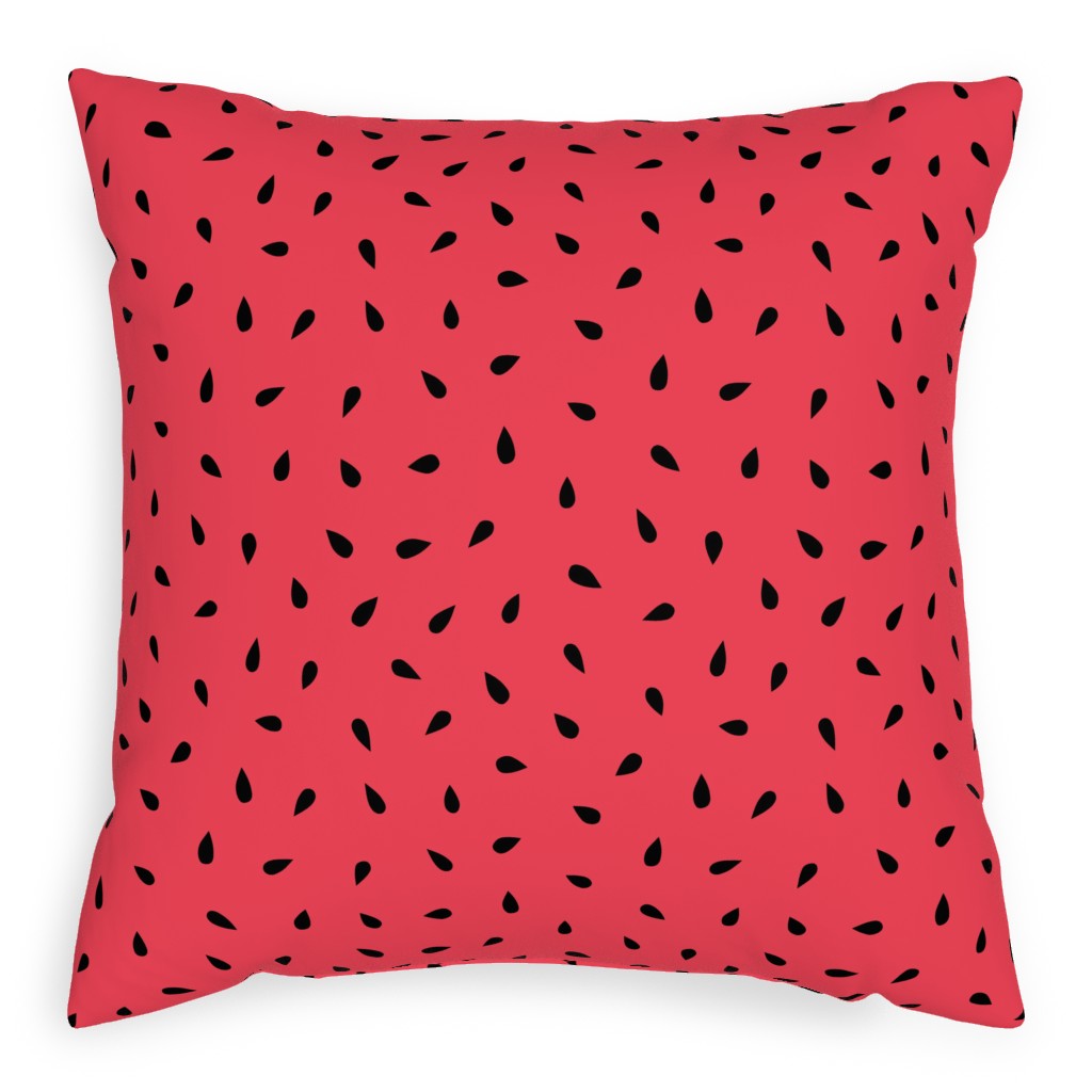 Watermelon Fruit Seeds Pillow, Woven, Beige, 20x20, Single Sided, Red