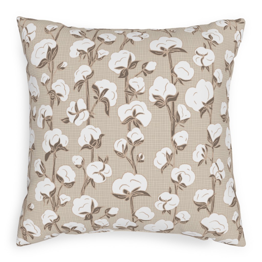 Cotton Stalk Stripe - Brown Pillow, Woven, Beige, 20x20, Single Sided, Beige, Pearl