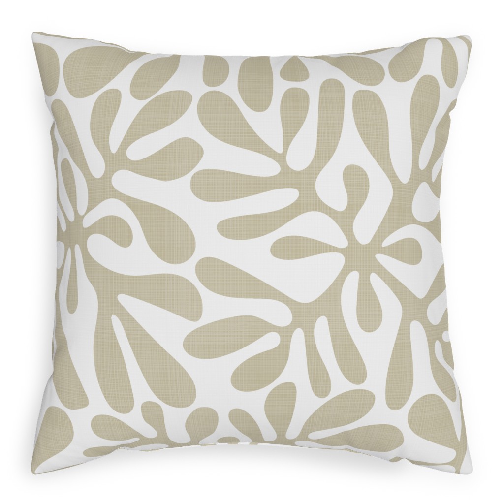 Block Print Texture Pillow, Woven, Beige, 20x20, Single Sided, Beige