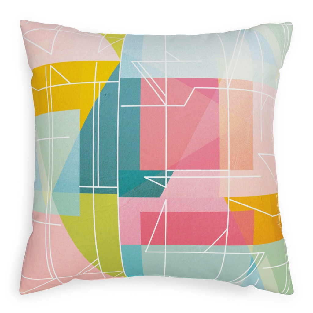 Midcentury Abstract Pillow, Woven, Beige, 20x20, Single Sided, Multicolor