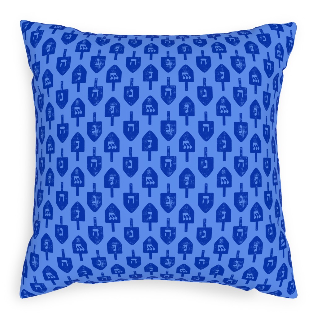 Dreidel - Blue Pillow, Woven, Beige, 20x20, Single Sided, Blue