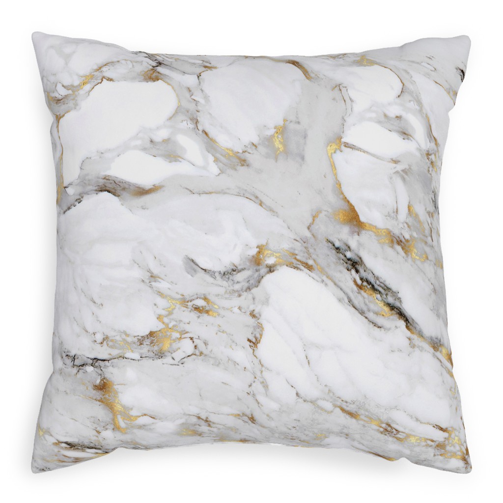 Gilded Marble - Gray Pillow, Woven, Beige, 20x20, Single Sided, Gray