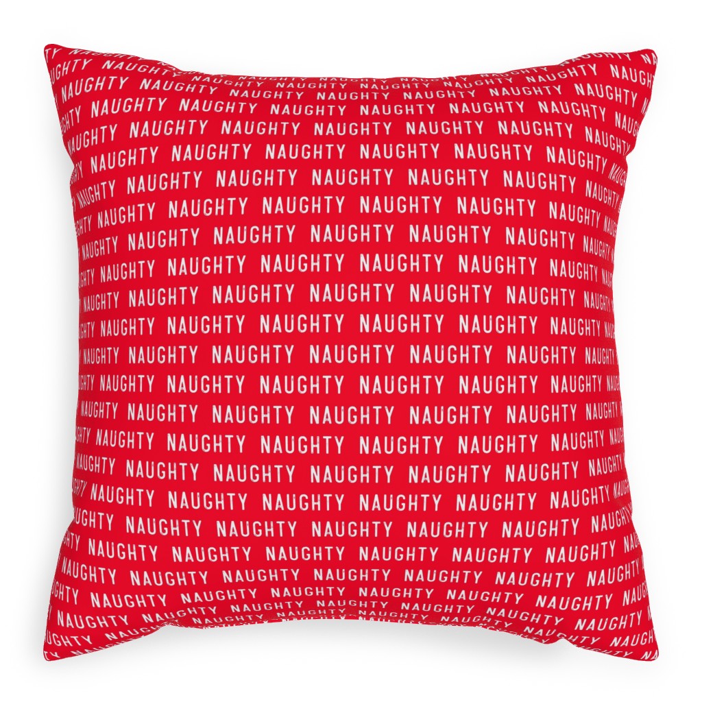 Naughty - Red Pillow, Woven, Beige, 20x20, Single Sided, Red