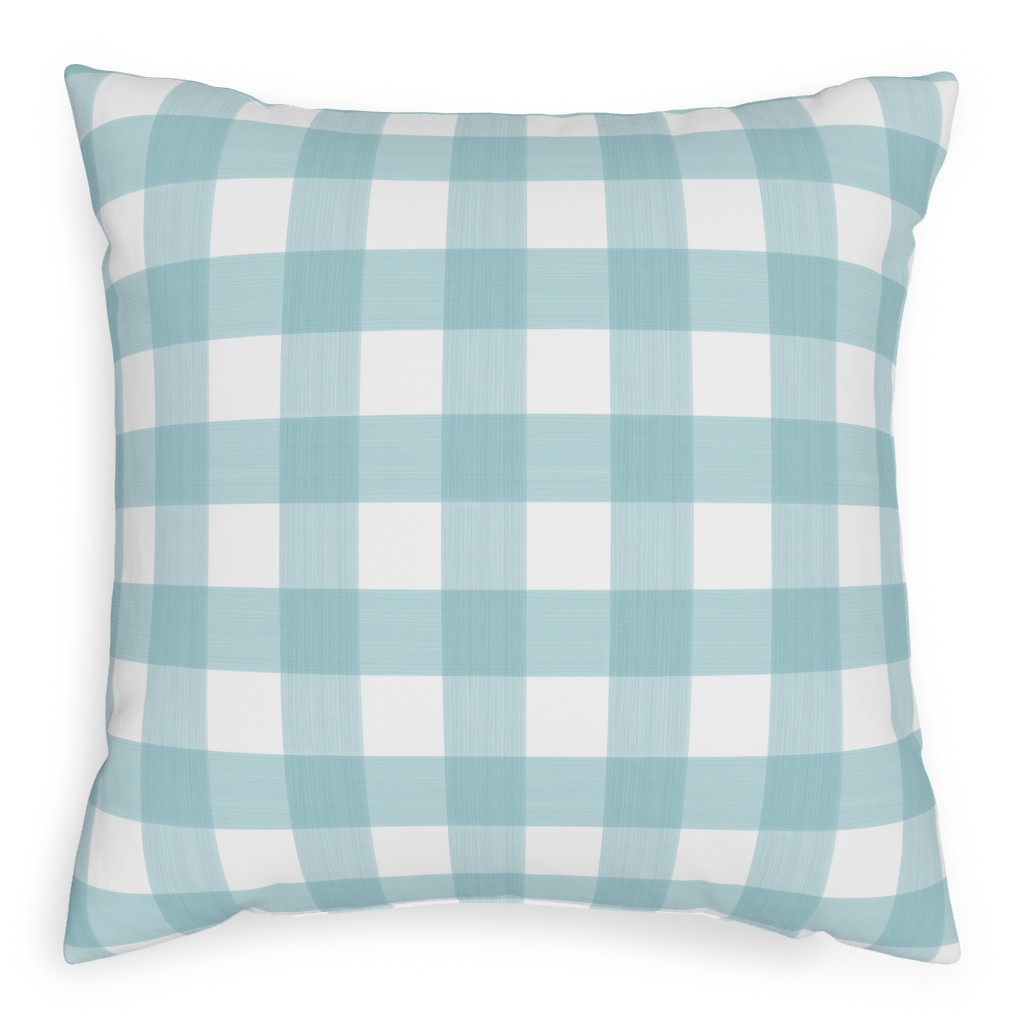 Cross Hatch Plaid Pillow, Woven, Beige, 20x20, Single Sided, Blue, Oasis