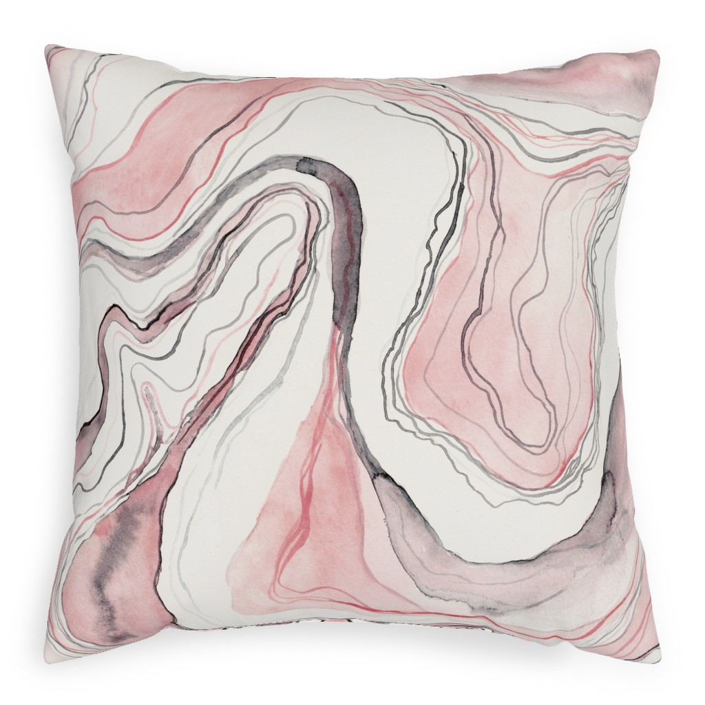 Marbled Watercolor Stone - Pink Pillow, Woven, Beige, 20x20, Single Sided, Pink