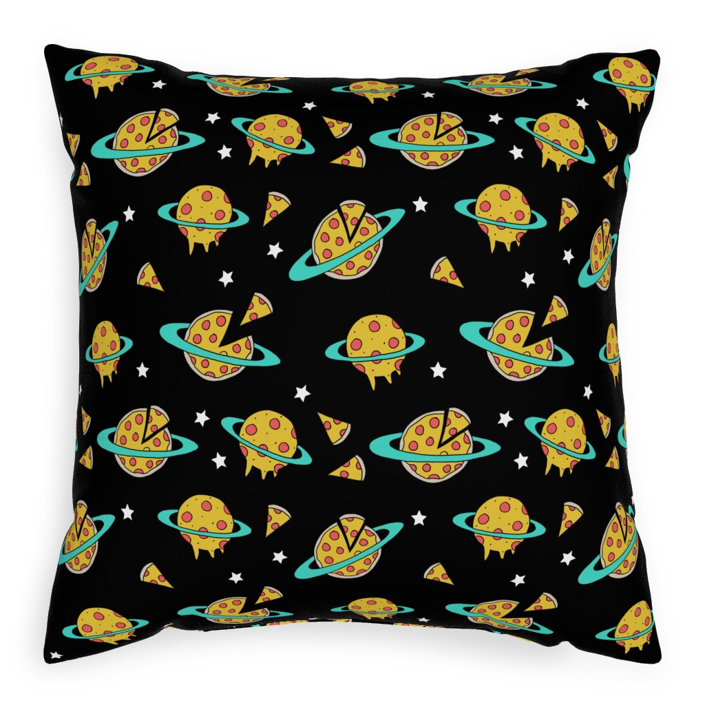 Pizza Planet - Multi on Dark Pillow, Woven, Beige, 20x20, Single Sided, Multicolor