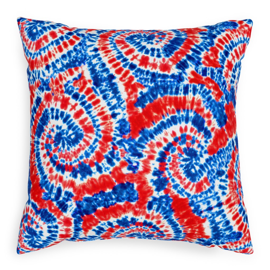 Tie Dye - Blue, Red and White Pillow, Woven, Beige, 20x20, Single Sided, Multicolor