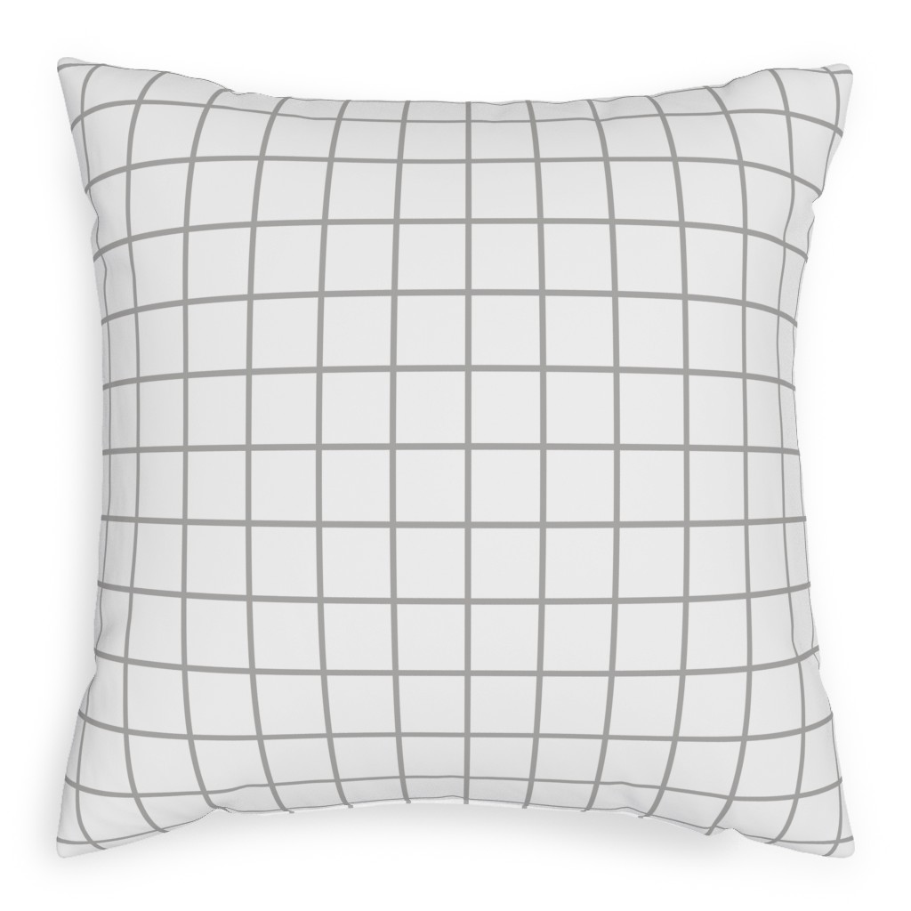 Window Pane Pillow, Woven, Beige, 20x20, Single Sided, Gray