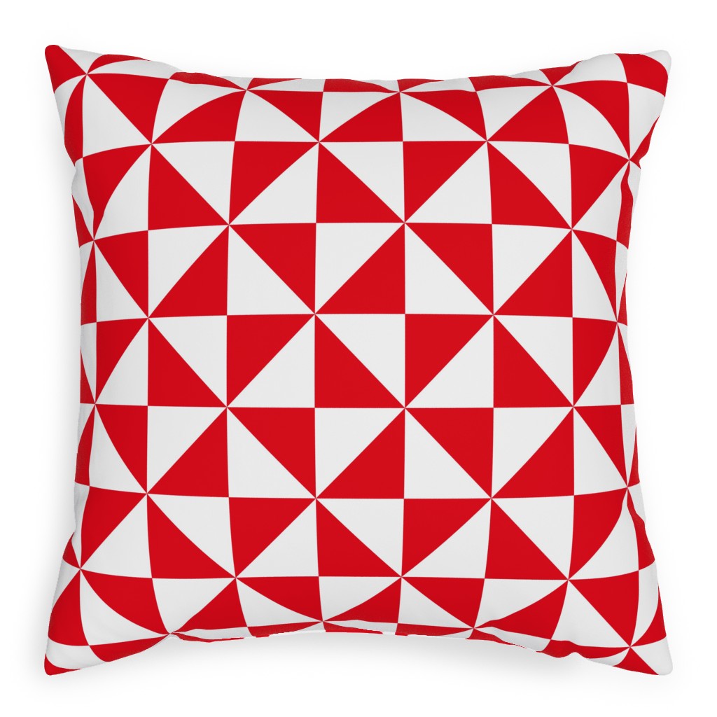 Pinwheels - Red and White Pillow, Woven, Beige, 20x20, Single Sided, Red