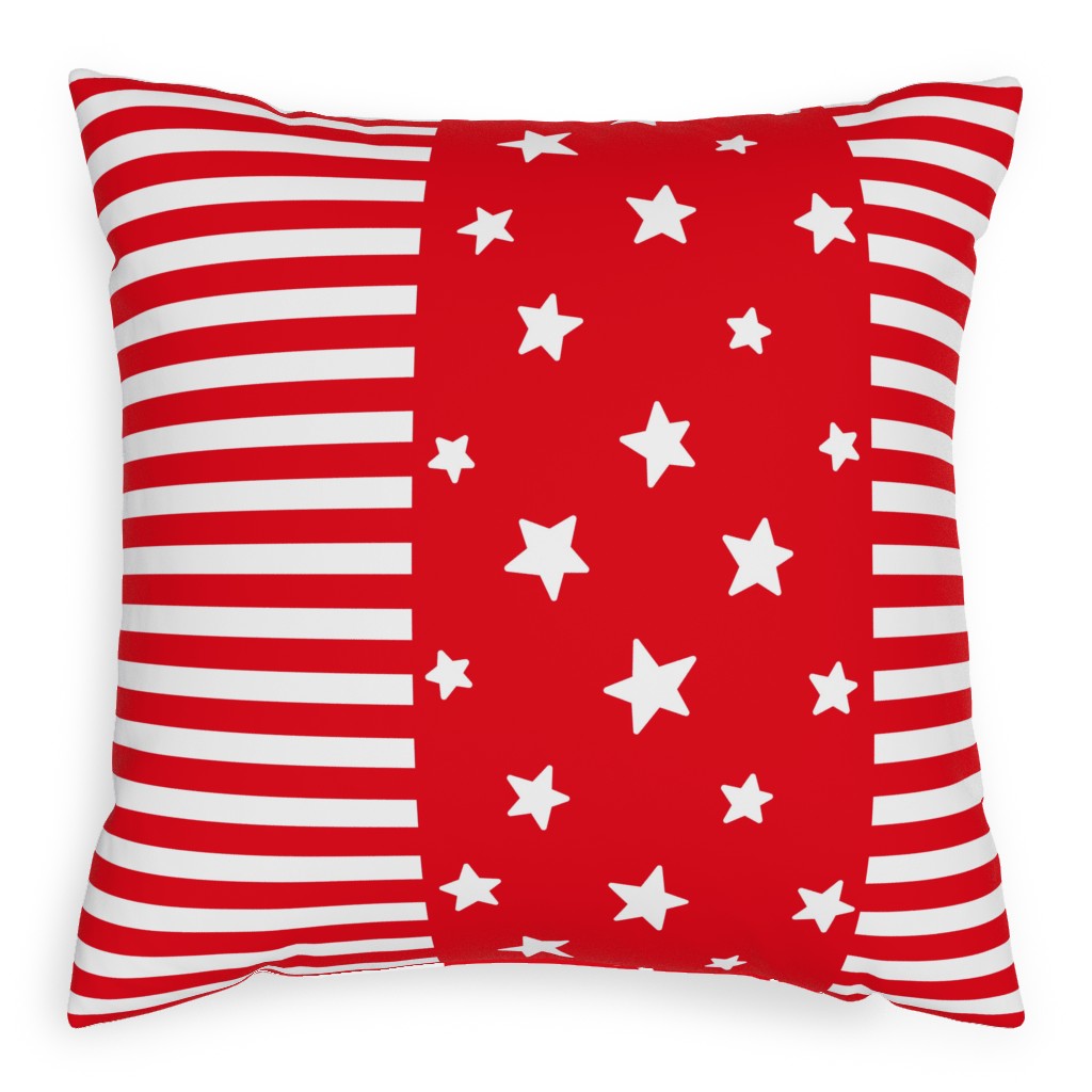 Stars and Stripes - Red and White Pillow, Woven, Beige, 20x20, Single Sided, Red, Red